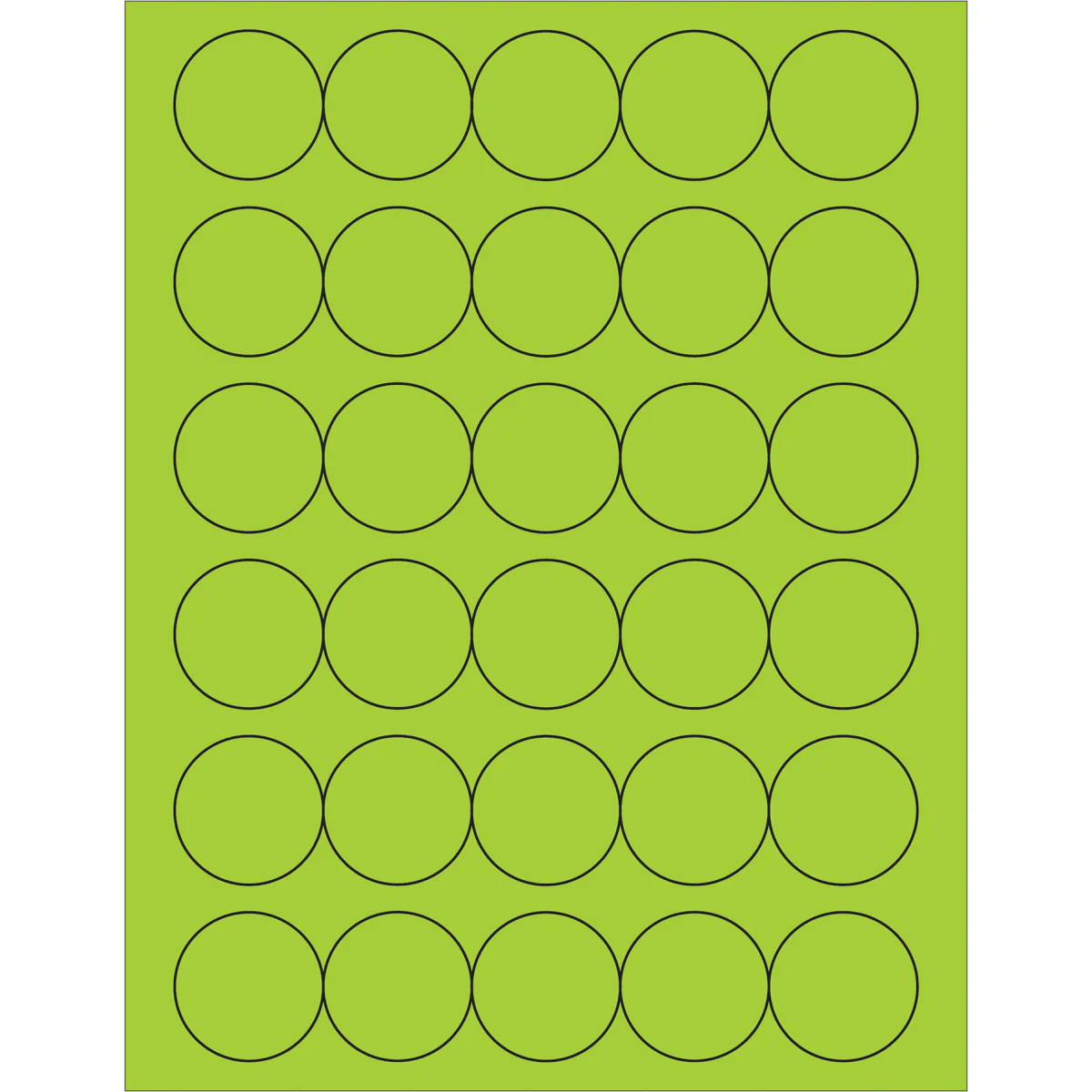1 1/2" Fluorescent Green Circle Laser Labels 3000/Case