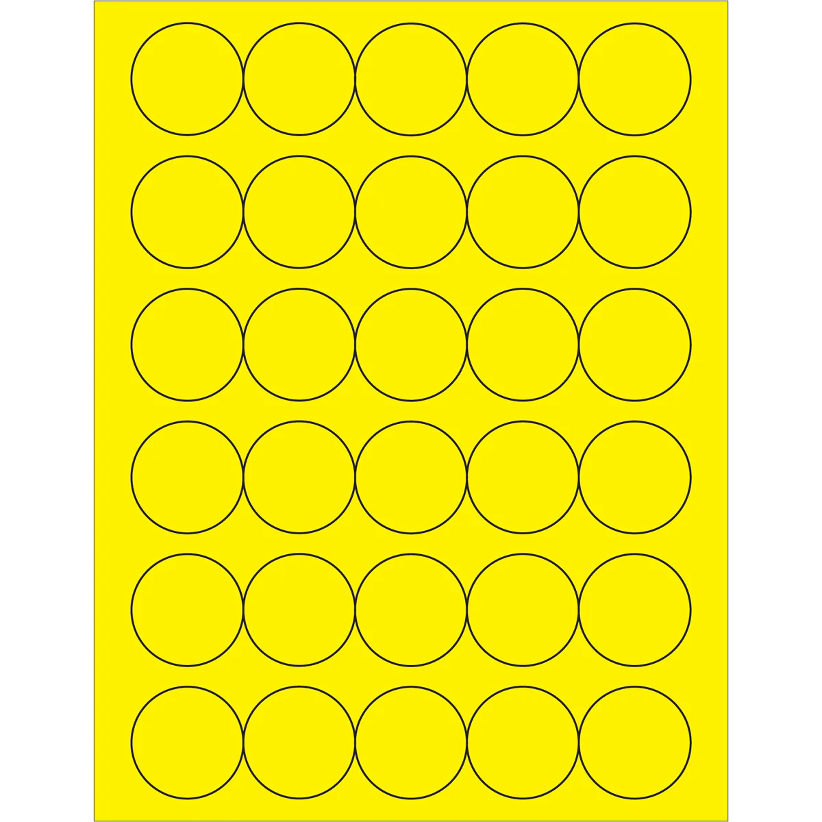 1 1/2" Fluorescent Yellow Circle Laser Labels 3000/Case
