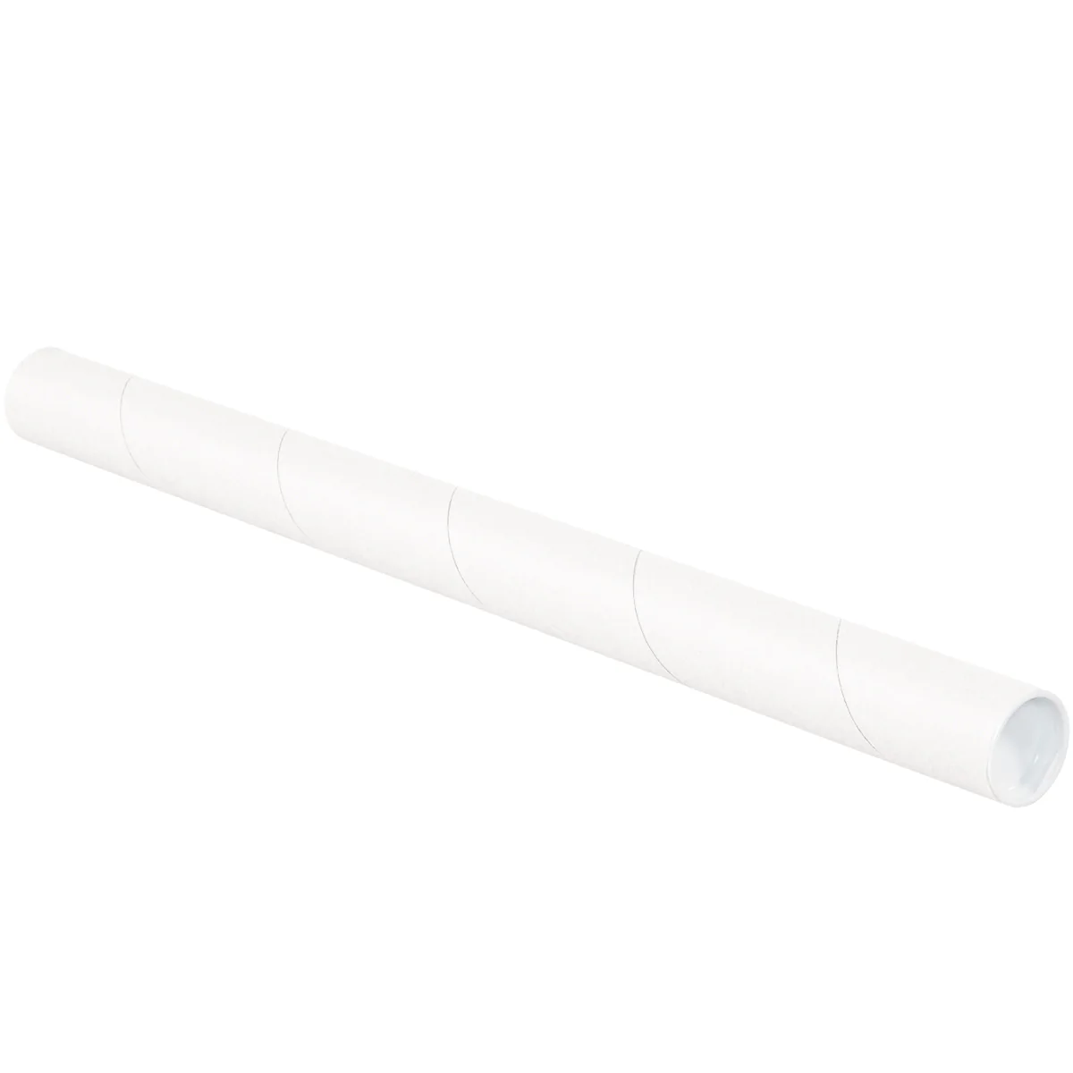 1 1/2 x 18 White Mailing Tubes With End Caps .060 Gauge 50/Case