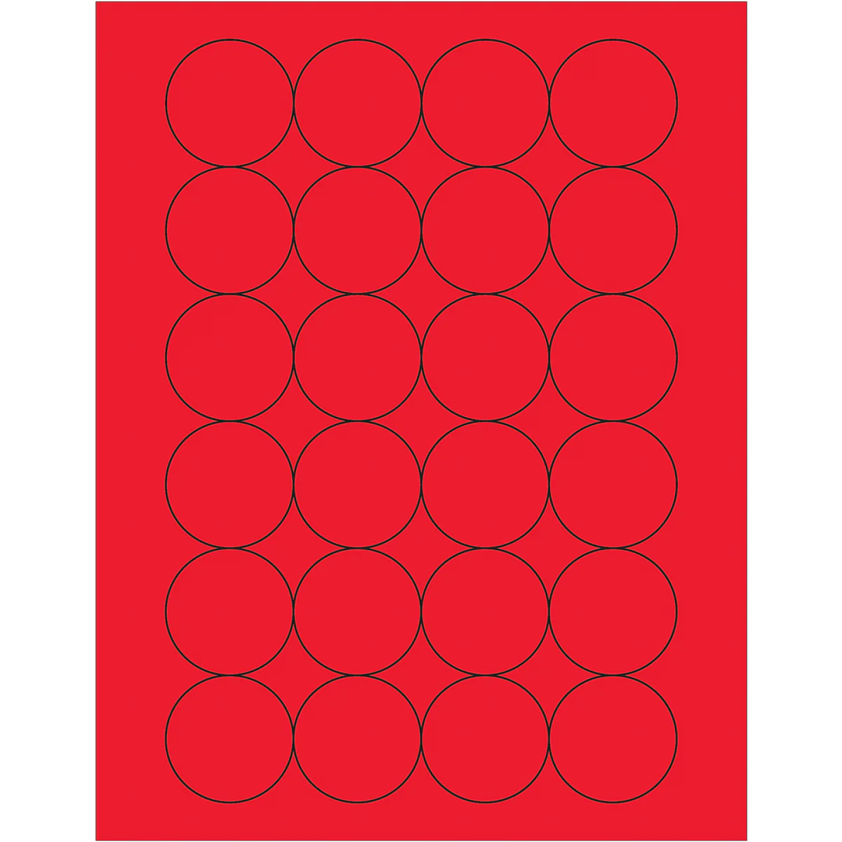 1 2/3" Fluorescent Red Circle Laser Labels 2400/Case