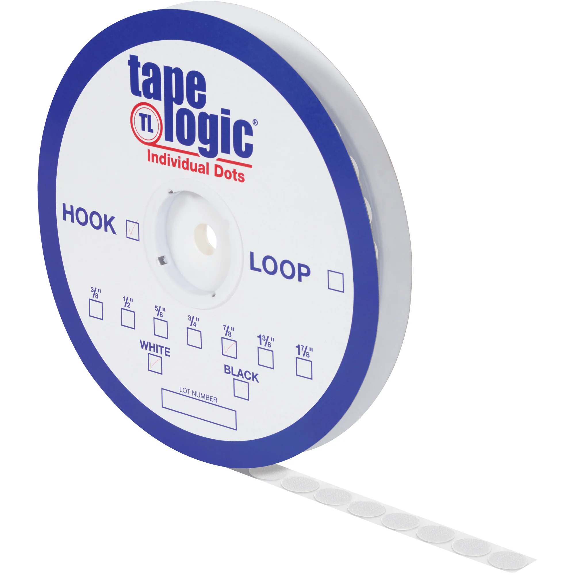 1 7/8" White Loop Individual Tape Dots 450/Case