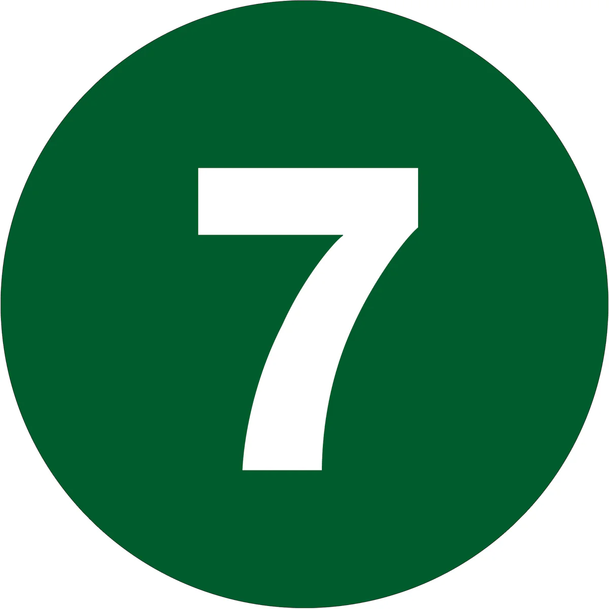 1" Circle - "7" (Dark Green) Number Labels 500/Roll
