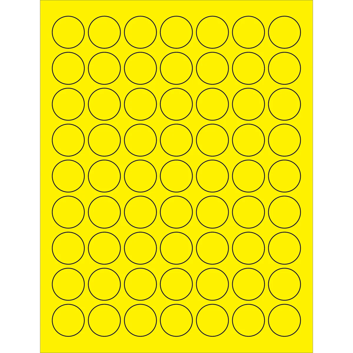 1" Fluorescent Yellow Circle Laser Labels 6300/Case