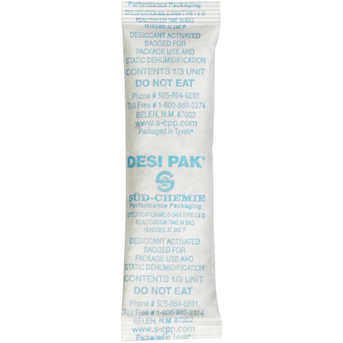 1 x 3 1/2 x 1/4" Tyvek Clay Desiccants - 5 Gallon Pail 700/Pail