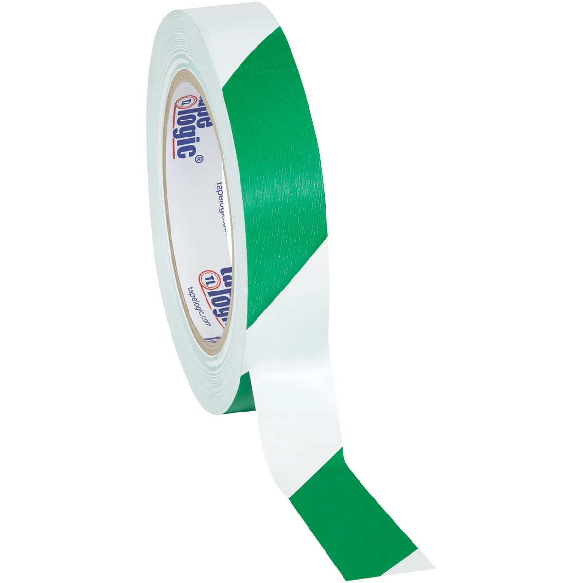 1" x 36 yds. Green/White Striped Vinyl Safety Tape 48/Case