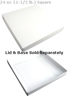 10-3/16 x 10-1/16 x 1-1/8 White 24 oz. (1-1/2 lb.) Sqaure Candy Box LID 250/Case - Image 2