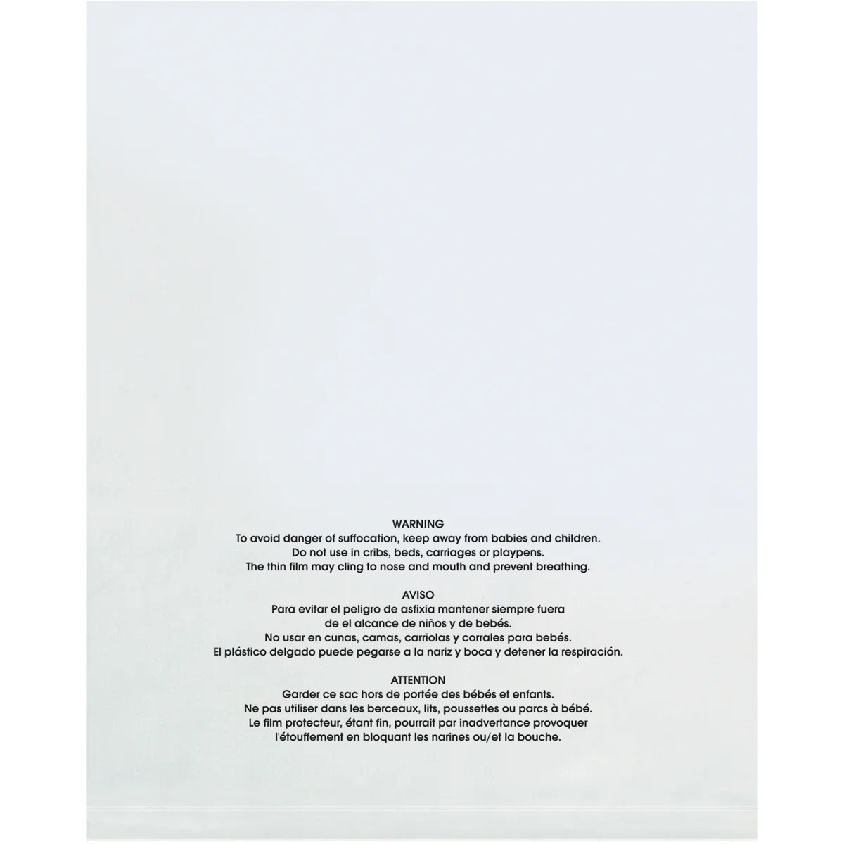 11 x 14 - 2 Mil (100 Pack) Flat Suffocation Warning Poly Bags 100/Case