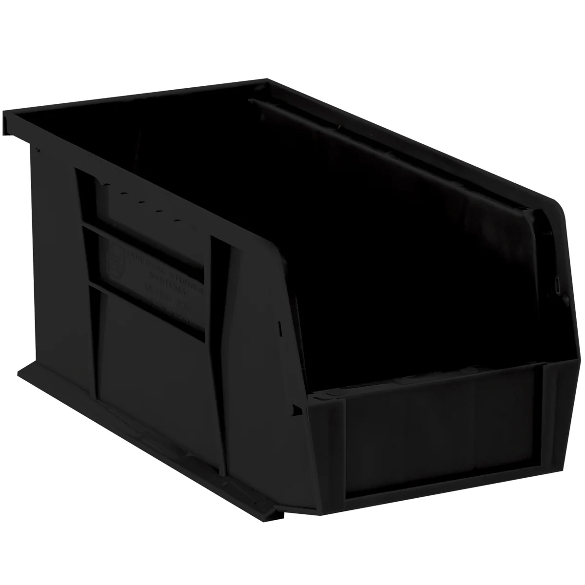 14 3/4 x 8 1/4 x 7 Black Plastic Bin Boxes 12/Case