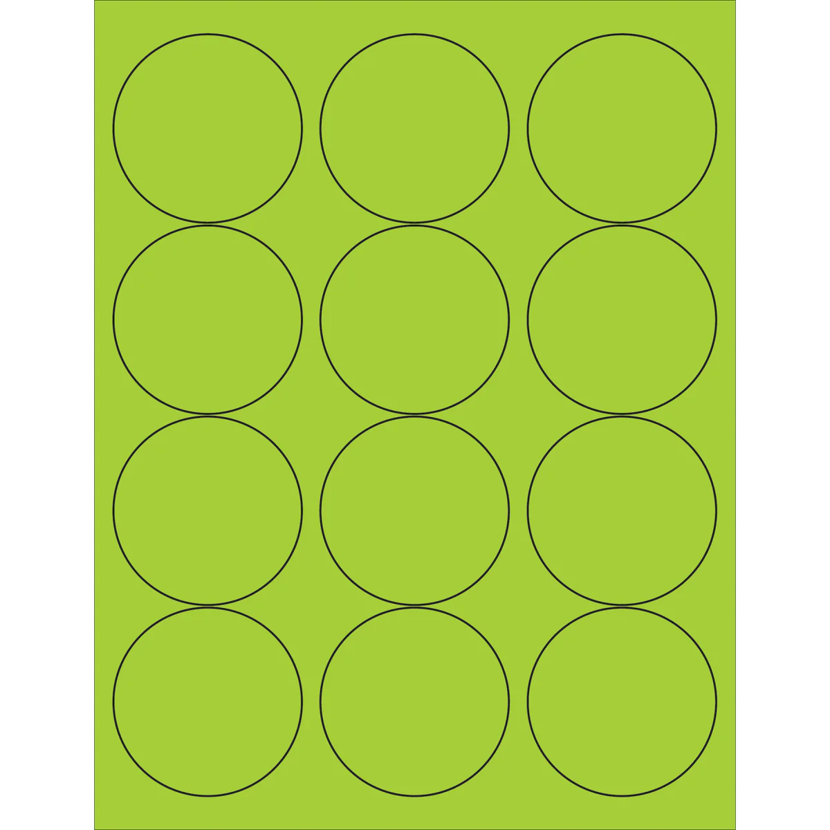 2 1/2" Fluorescent Green Circle Laser Labels 1200/Case