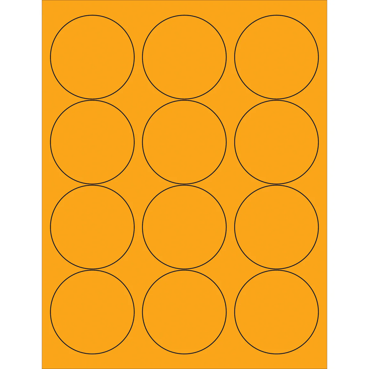 2 1/2" Fluorescent Orange Circle Laser Labels 1200/Case