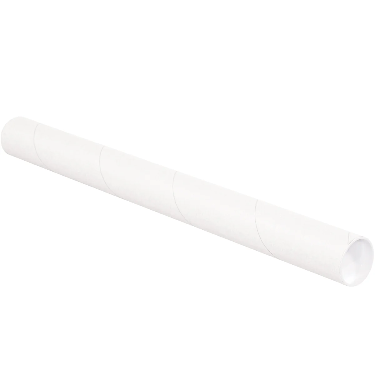 2 1/2 x 18 White Mailing Tubes With End Caps .070 Gauge 34/Case