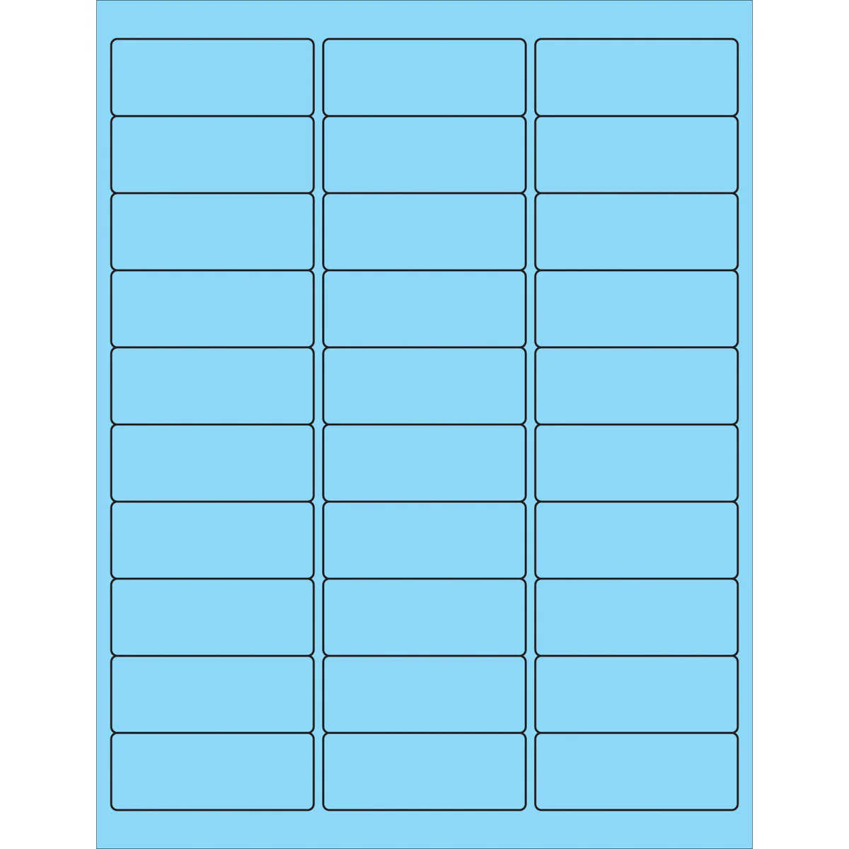 2 5/8 x 1" Fluorescent Pastel Blue Removable Rectangle Laser Labels 3000/Case