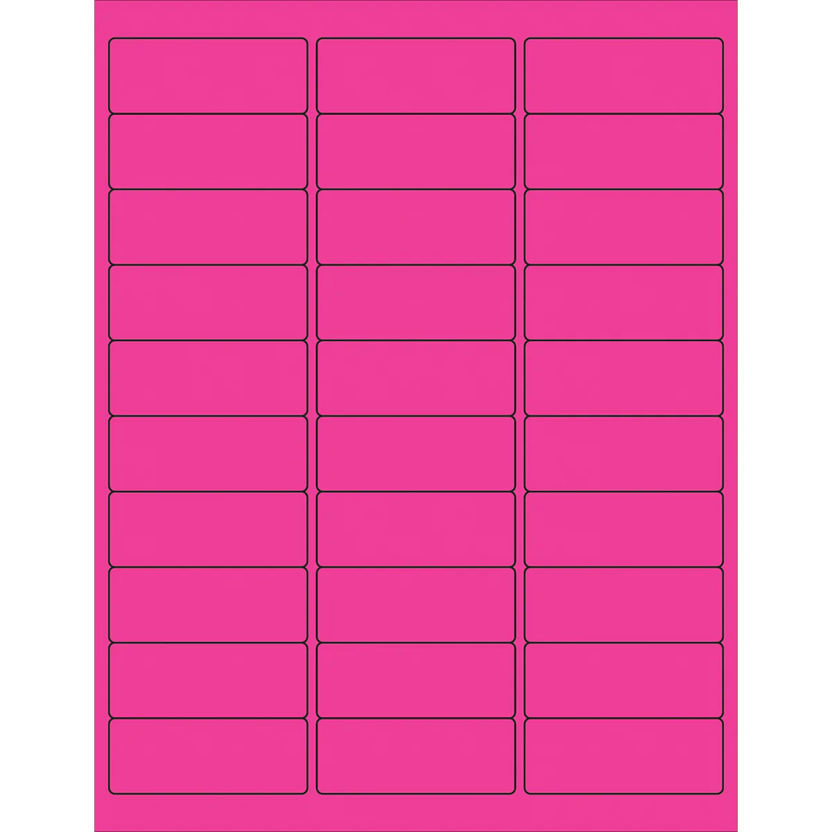2 5/8 x 1" Fluorescent Pink Removable Rectangle Laser Labels 3000/Case