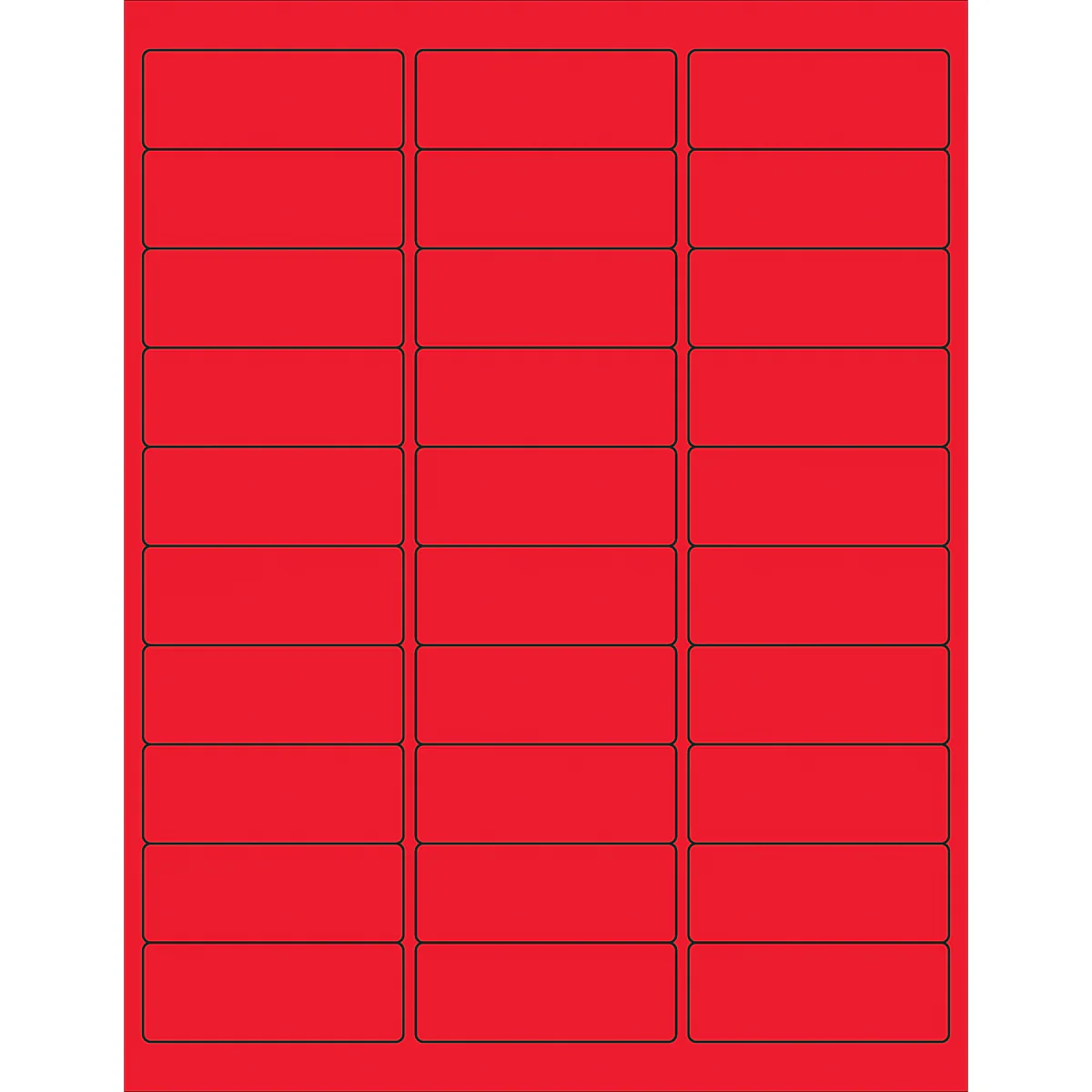 2 5/8 x 1" Fluorescent Red Rectangle Laser Labels 3000/Case