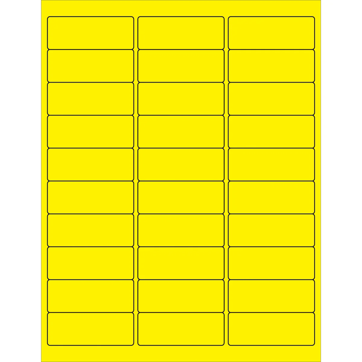 2 5/8 x 1" Fluorescent Yellow Removable Rectangle Laser Labels 3000/Case