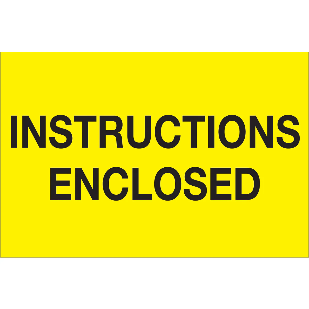 2 x 3" - "Instructions Enclosed" (Fluorescent Yellow) Labels 500/Roll