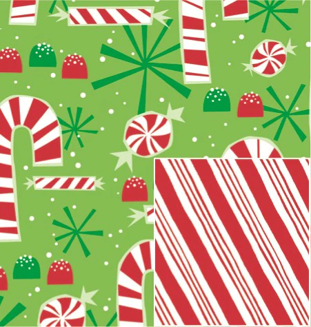 24" x 100 Feet Contempo Canes Reversible Cutter Box Gift Wrap