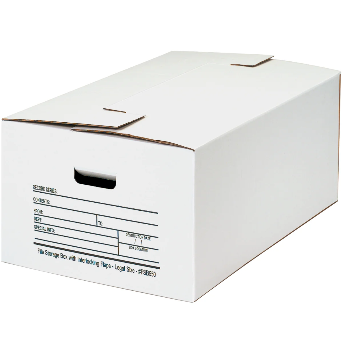 24 x 15 x 10 Legal Size 1-Piece White File Storage Box / Interlocking Flaps
