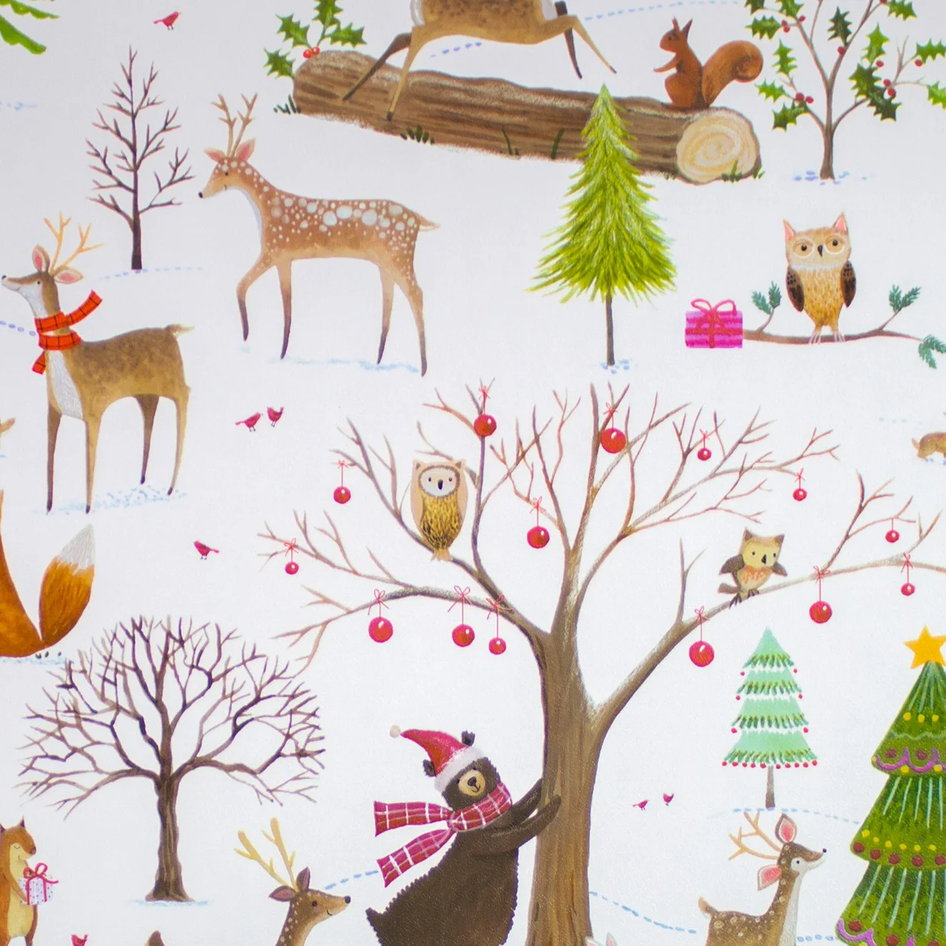 24" x 417 Feet Christmas Woods Half Ream Gift Wrap