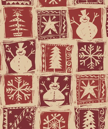 24" x 417 Feet Homespun Christmas Kraft Half Ream Gift Wrap