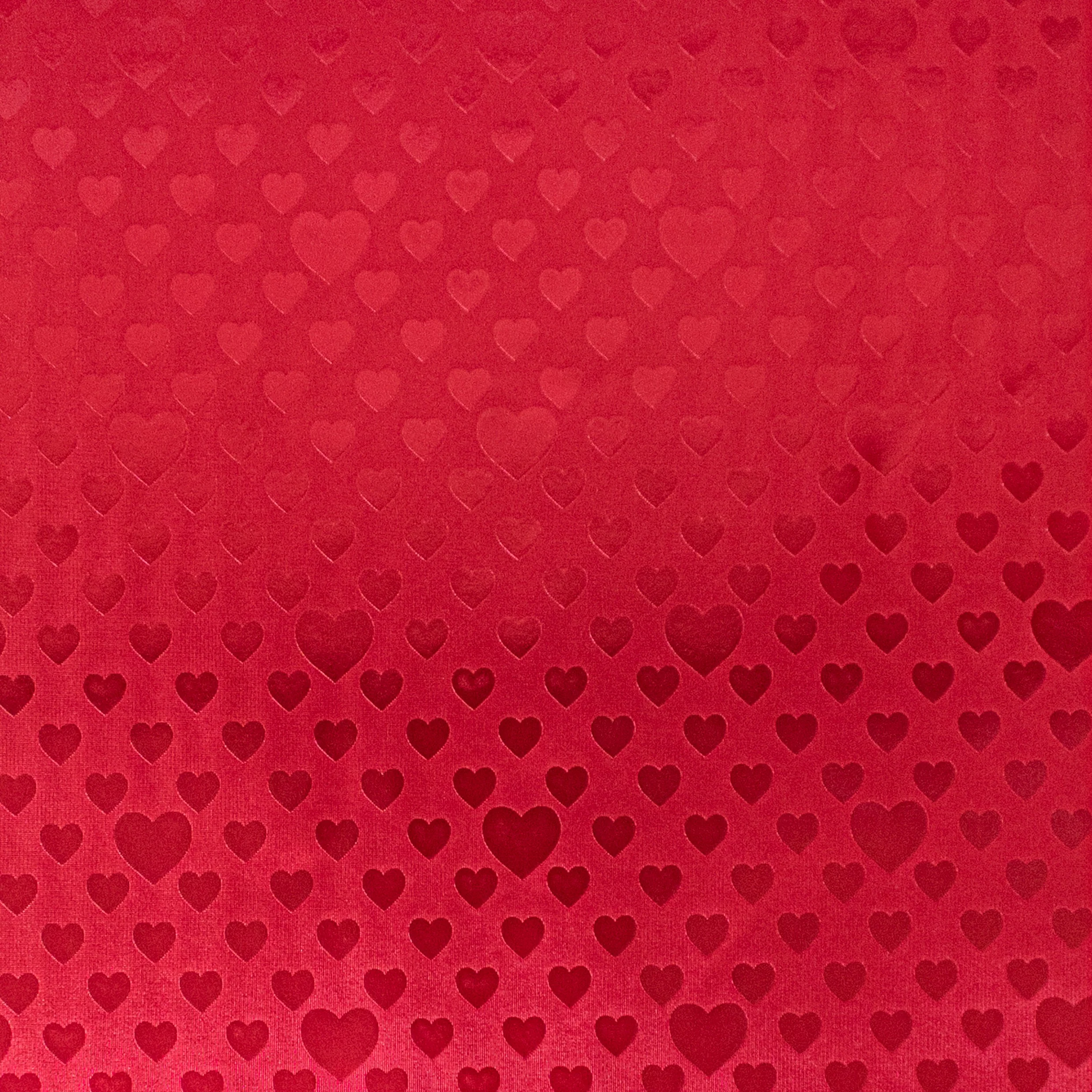 24" x 417 Feet Red Foil Hearts Half Ream Gift Wrap