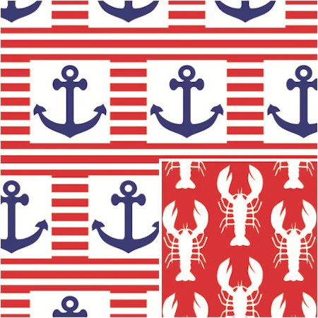 24" x 417 Feet/Roll Ship Ahoy! Reversible Half Ream Gift Wrap