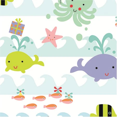 24" x 417 Feet Sea Babies Half Ream Gift Wrap