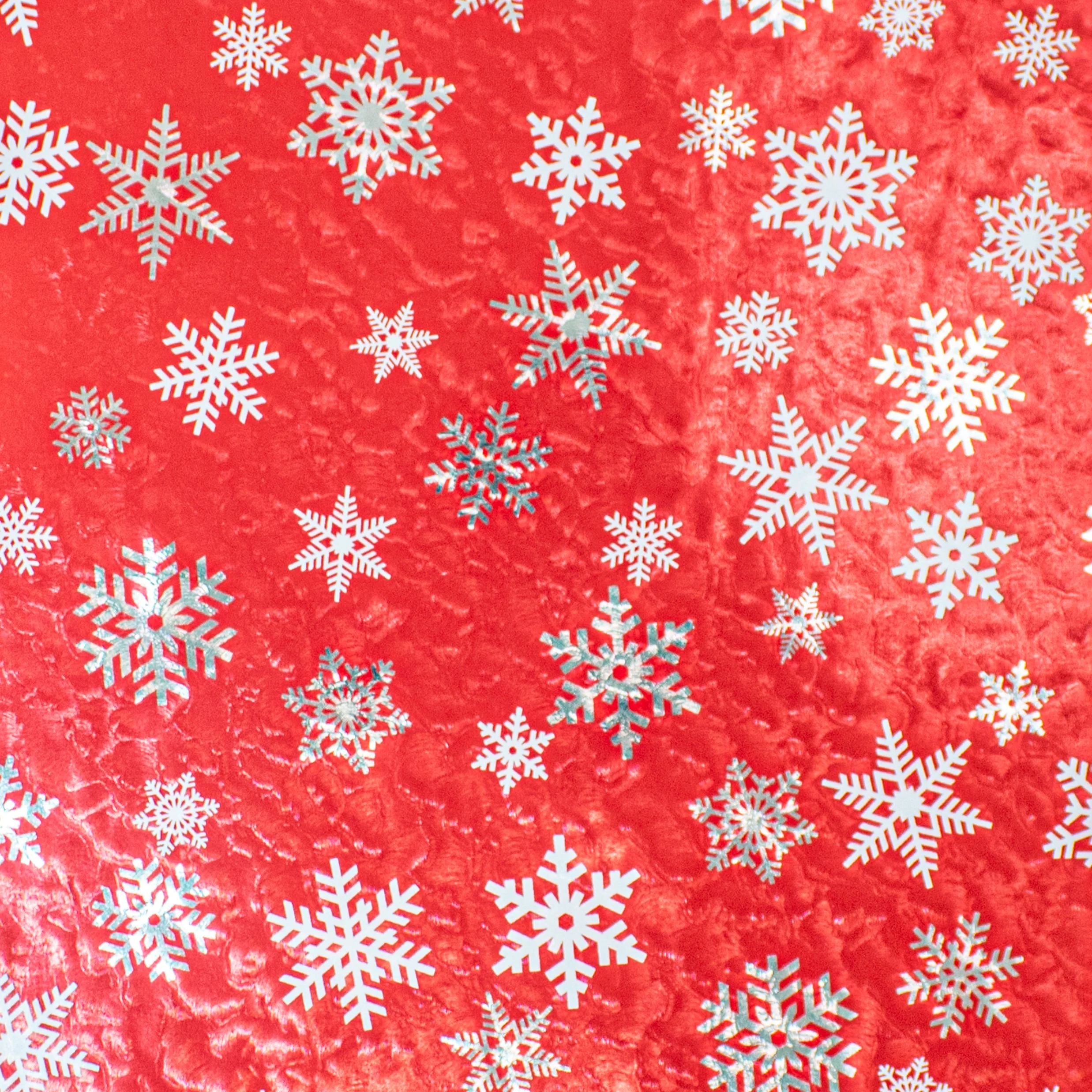 24" x 833 Feet Red-White Snowflake Full Ream Gift Wrap