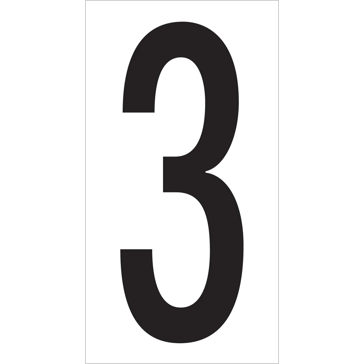 3 1/2" "3" Vinyl Warehouse Number Labels 50/Case