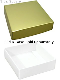 3-1/2 x 3-1/2 x 1-1/8 White 3 oz. Square Candy Box BASE 250/Case - Image 2