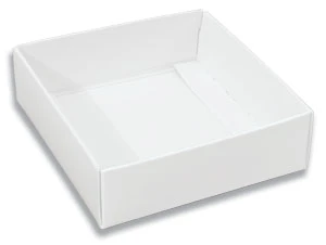 3-1/2 x 3-1/2 x 1-1/8 White 3 oz. Square Candy Box BASE 250/Case