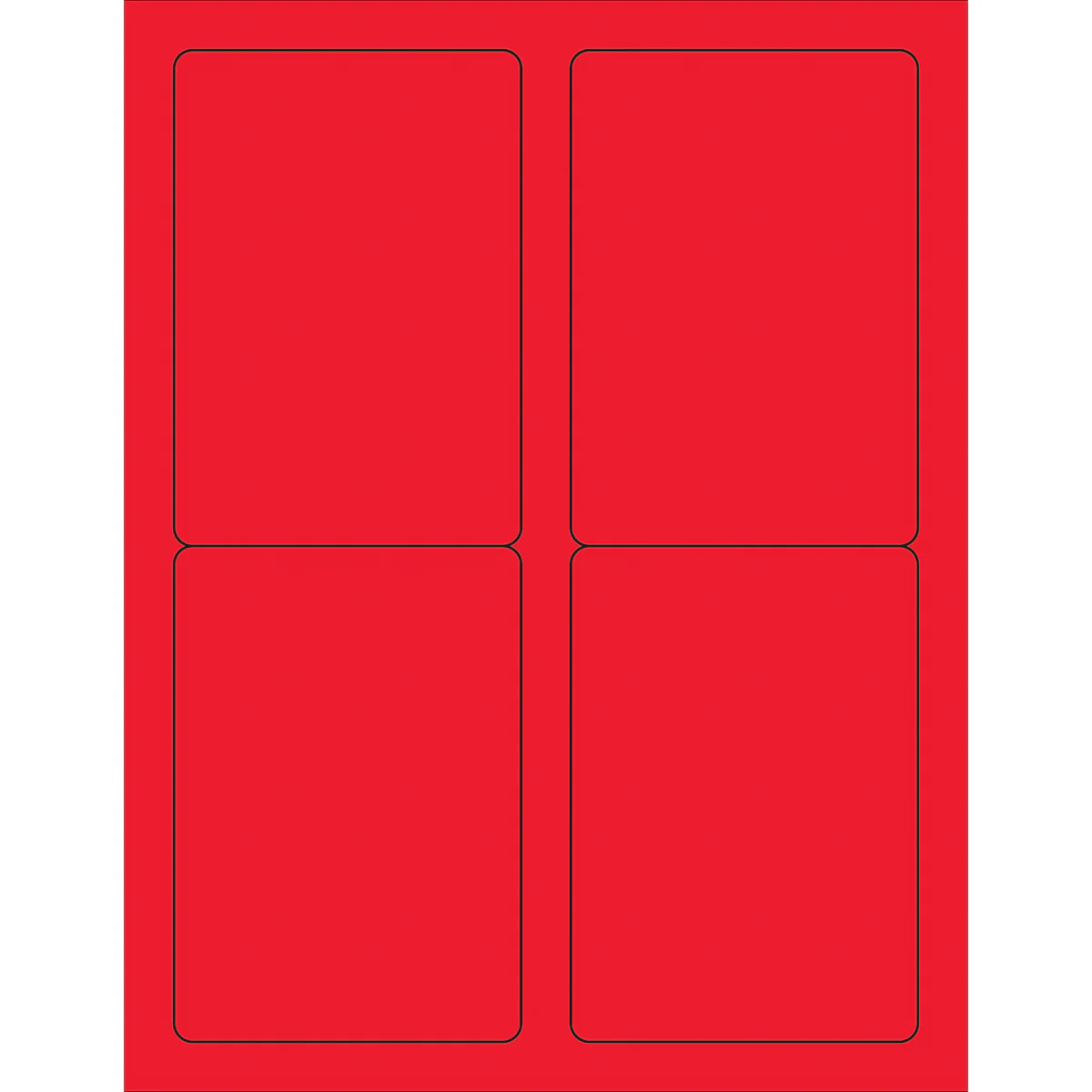 3 1/2 x 5" Fluorescent Red Rectangle Laser Labels 400/Case