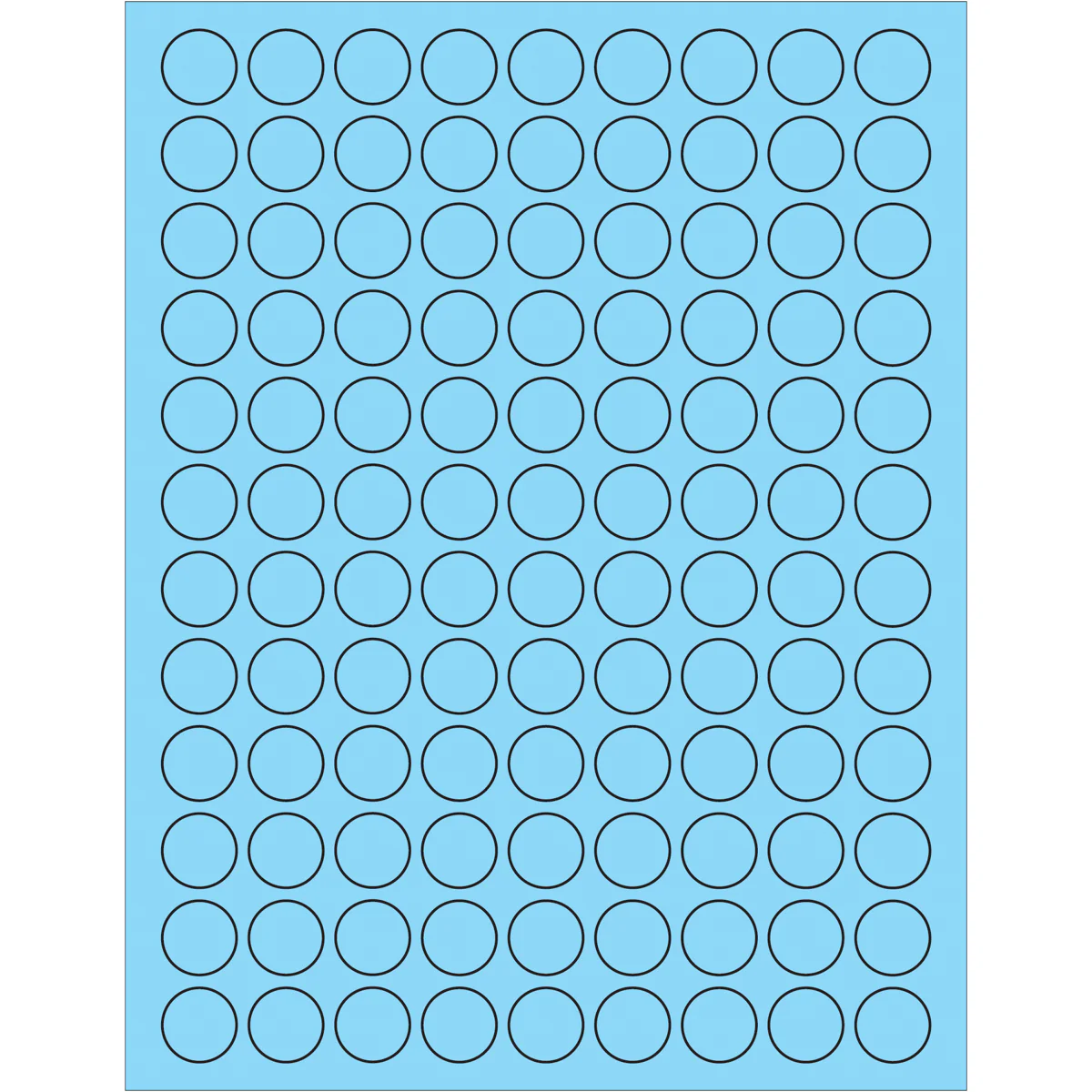 3/4" Fluorescent Pastel Blue Circle Laser Labels 10800/Case