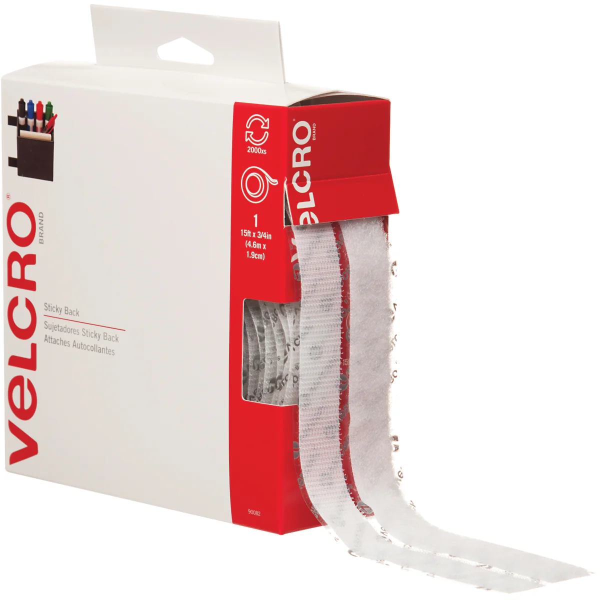 3/4" x 15' - Clear VELCRO Brand Tape - Combo Pack