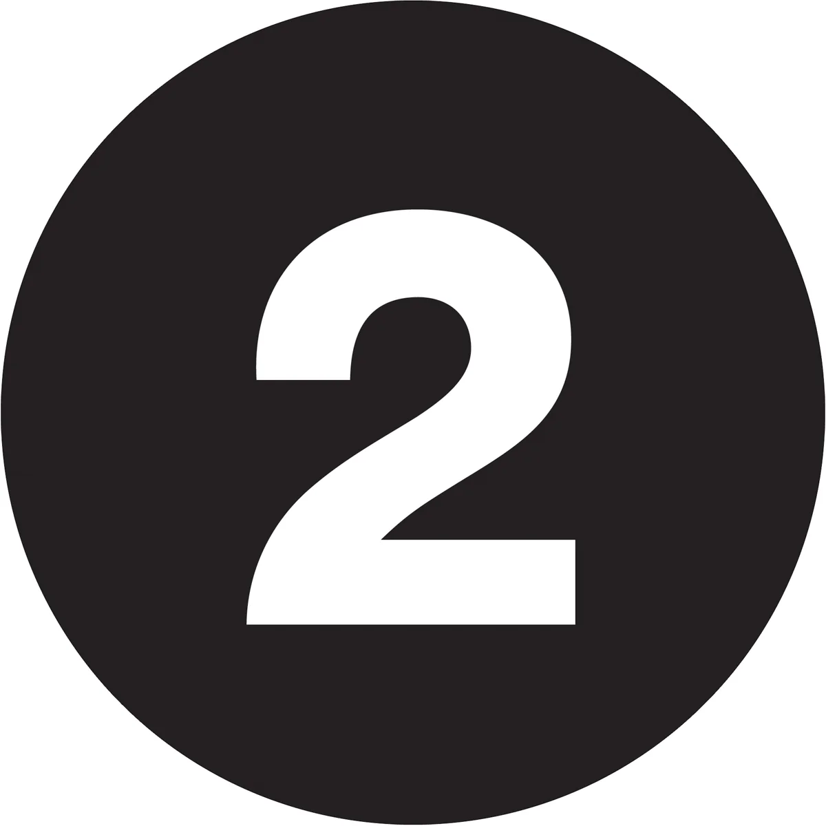 3" Circle - "2" (Black) Number Labels 500/Roll