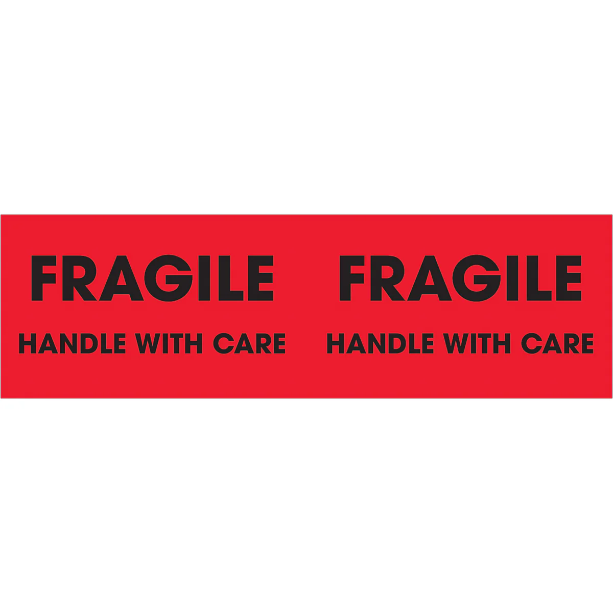 3 x 10" - "Fragile - Handle With Care" (Fluorescent Red) Labels 500/Roll