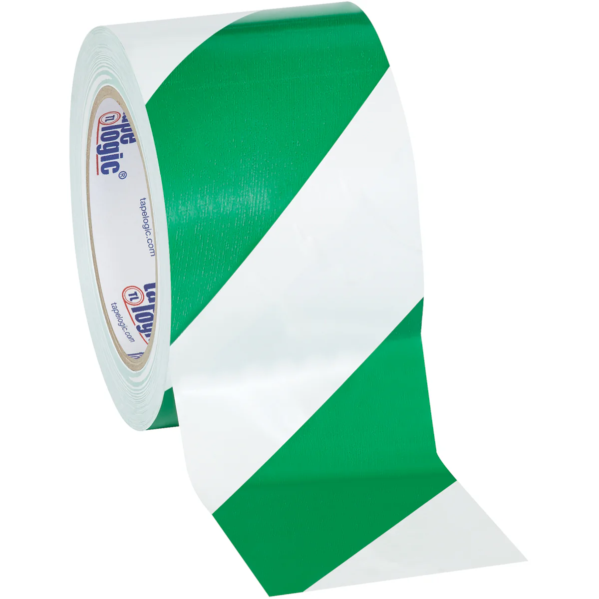 3" x 36 yds. Green/White Striped Vinyl Safety Tape 16/Case