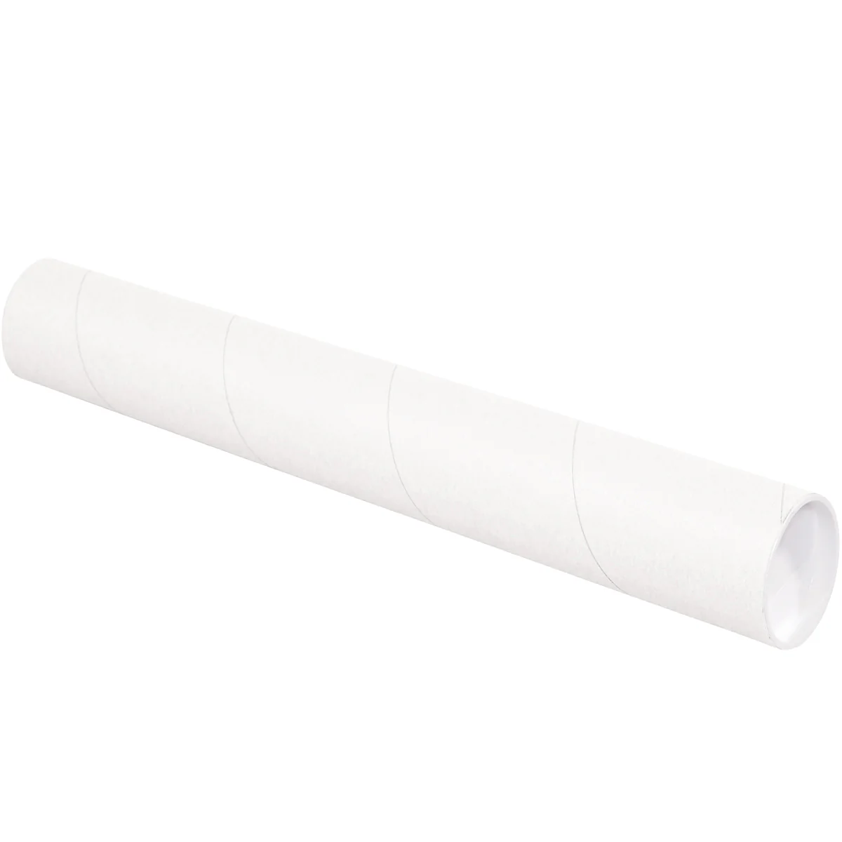 3 x 42 White Mailing Tubes With End Caps .070 Gauge 24/Case