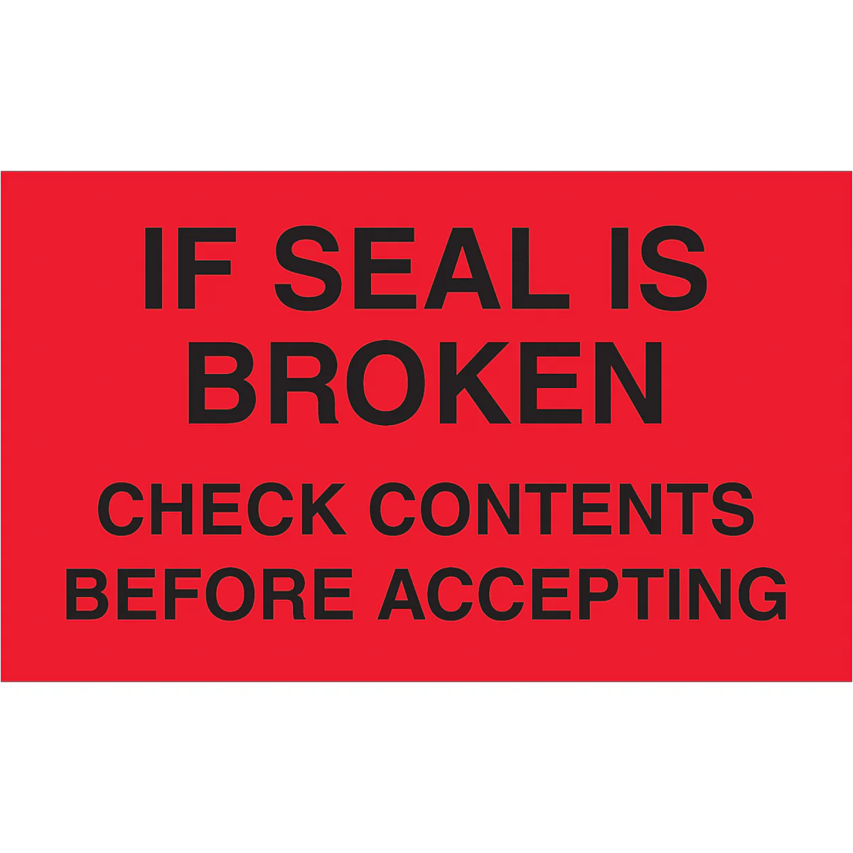 3 x 5" - "Check Contents Before Accepting" (Fluorescent Red) Labels 500/Roll