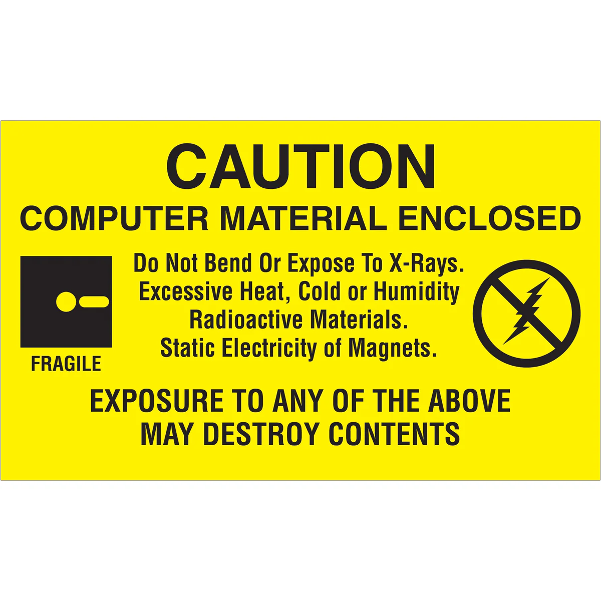 3 x 5" - "Computer Material Enclosed" Labels 500/Roll