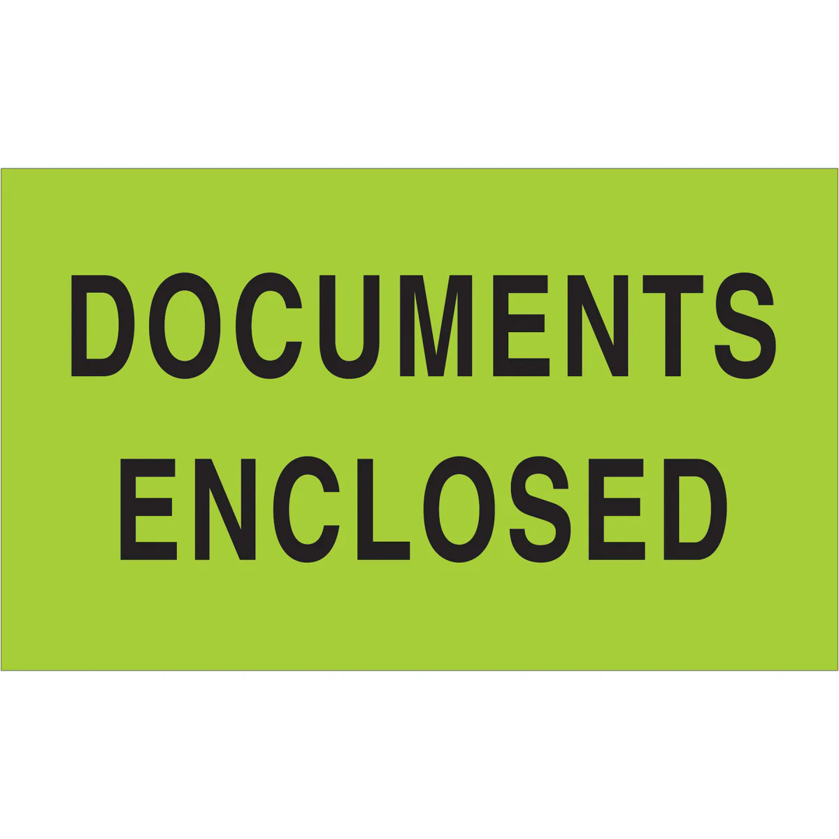 3 x 5" - "Documents Enclosed" (Fluorescent Green) Labels 500/Roll