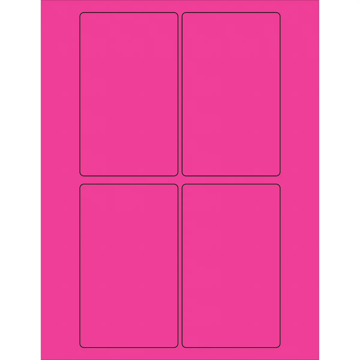 3 x 5" Fluorescent Pink Rectangle Laser Labels 400/Case