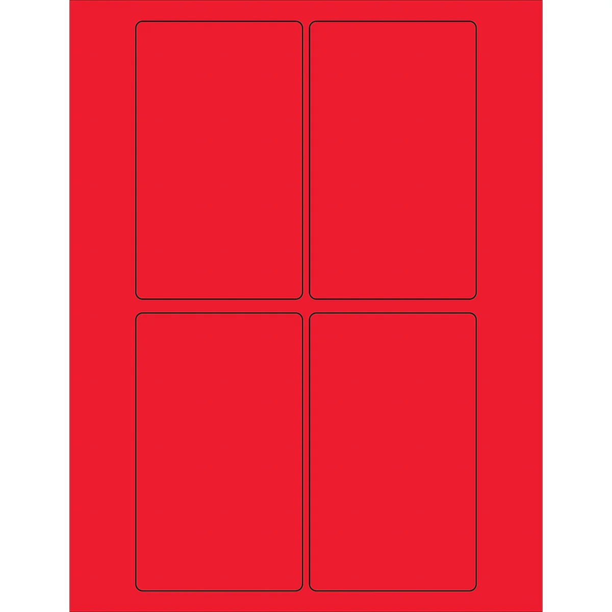 3 x 5" Fluorescent Red Rectangle Laser Labels 400/Case