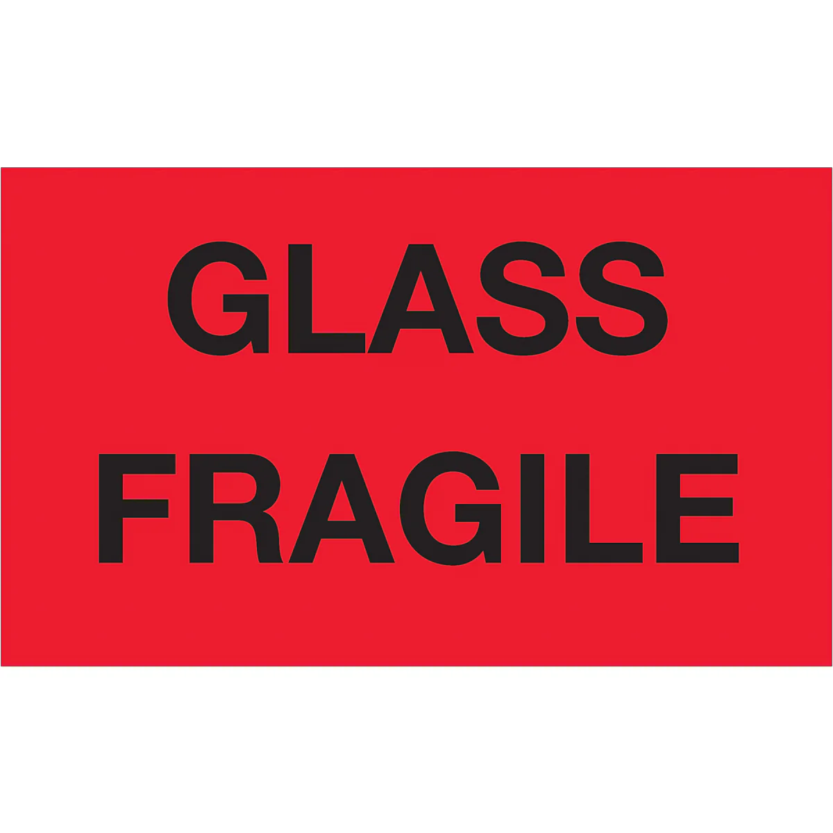 3 x 5" - "Glass - Fragile" (Fluorescent Red) Labels 500/Roll