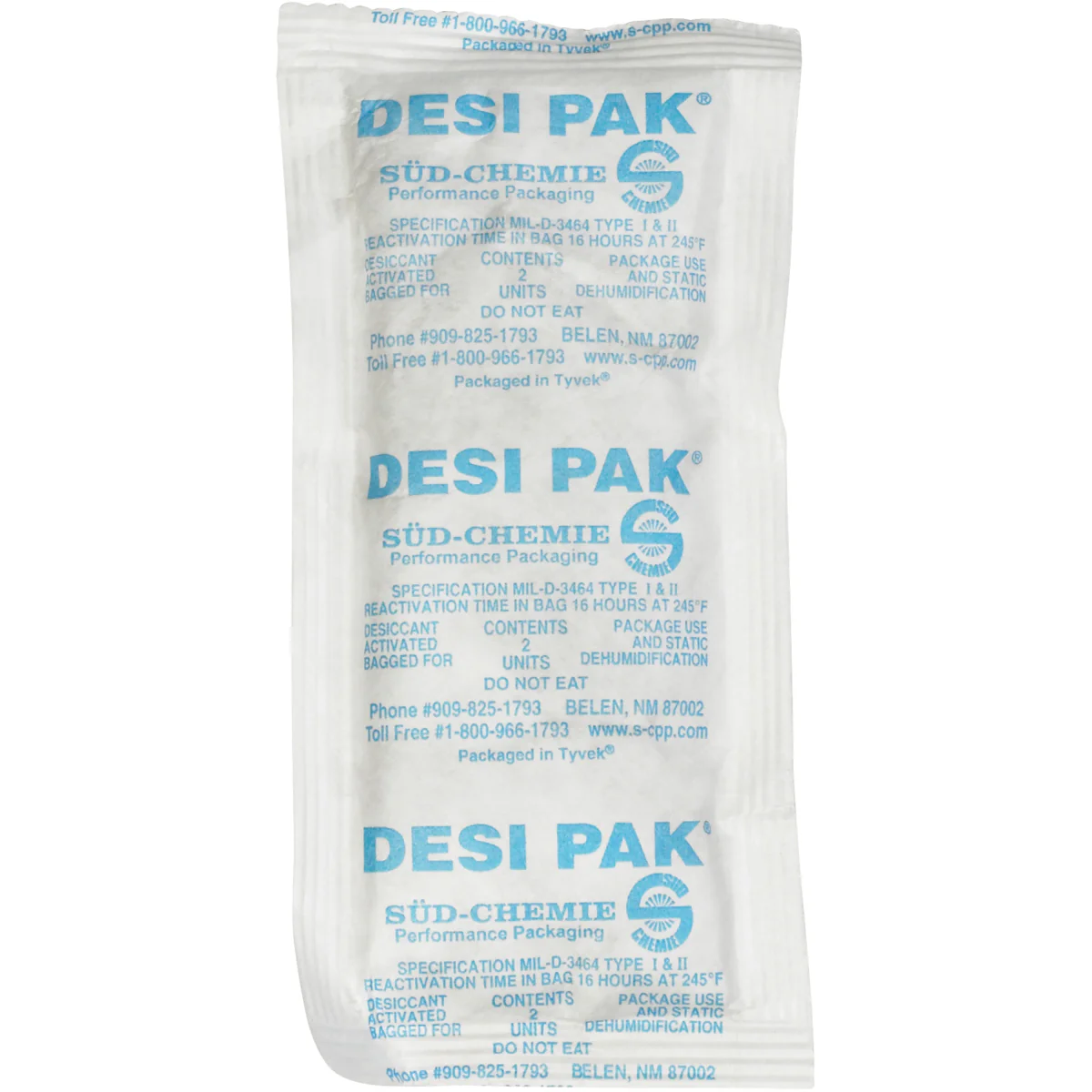 3 x 6 x 3/8" Tyvek Clay Desiccants - 34 Gallon Drum 800/Pail