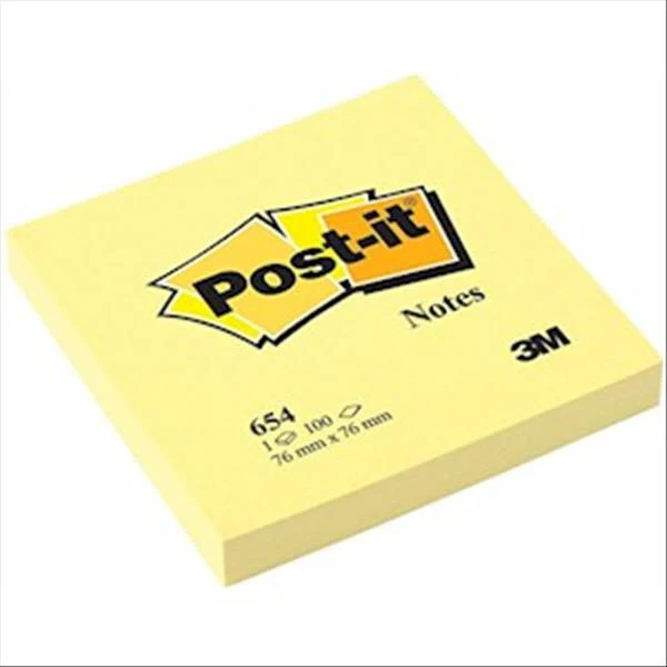 3M Scotch Yellow Post-It Notes 3"x3", 100 sheets/pad, 12 pads/pack - Image 2