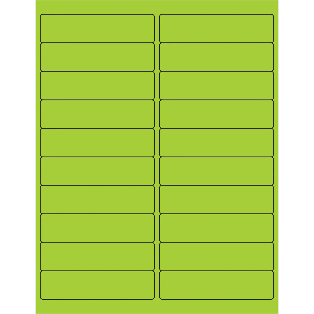 4 x 1" Fluorescent Green Rectangle Laser Labels 2000/Case