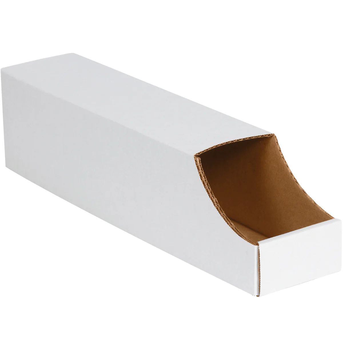 4 x 18 x 4 1/2 Stackable White Corrugated Bin Box 50/Bundle