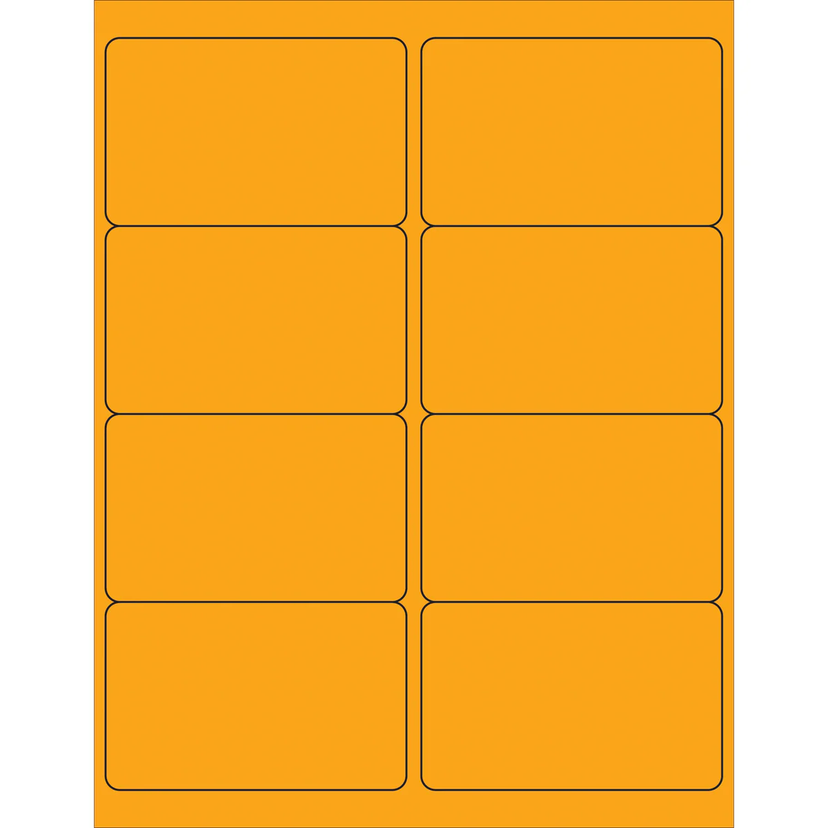 4 x 2 1/2" Fluorescent Orange Rectangle Laser Labels 800/Case