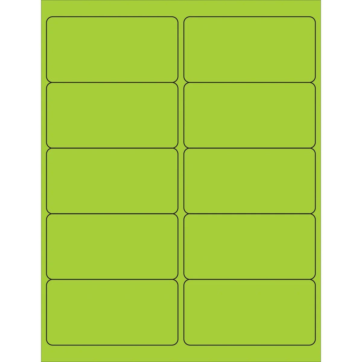4 x 2" Fluorescent Green Removable Rectangle Laser Labels 1000/Case